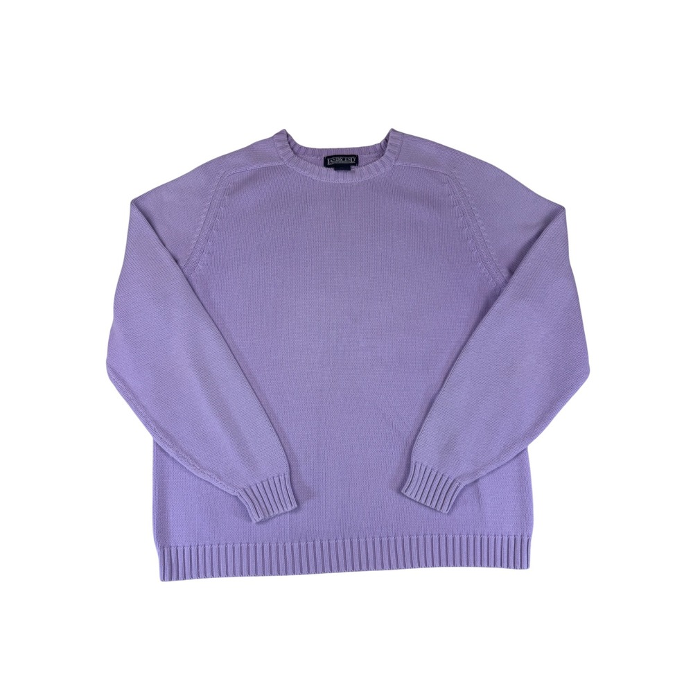 Lands' End Purple Cotton Crewneck Sweater Women XL (18-20 Cotton Knit Lavender